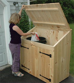 Cedar Outdoor Storage Sheds For Trash Can and Recycling 